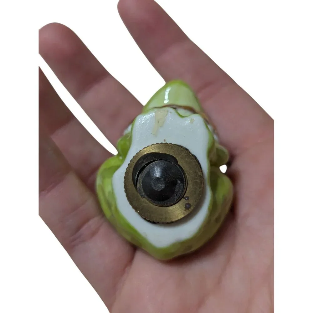 Frog Prince Porcelain Ceramic Figurine With Gold Crown & Collar Green Miniature - Picture 4 of 6